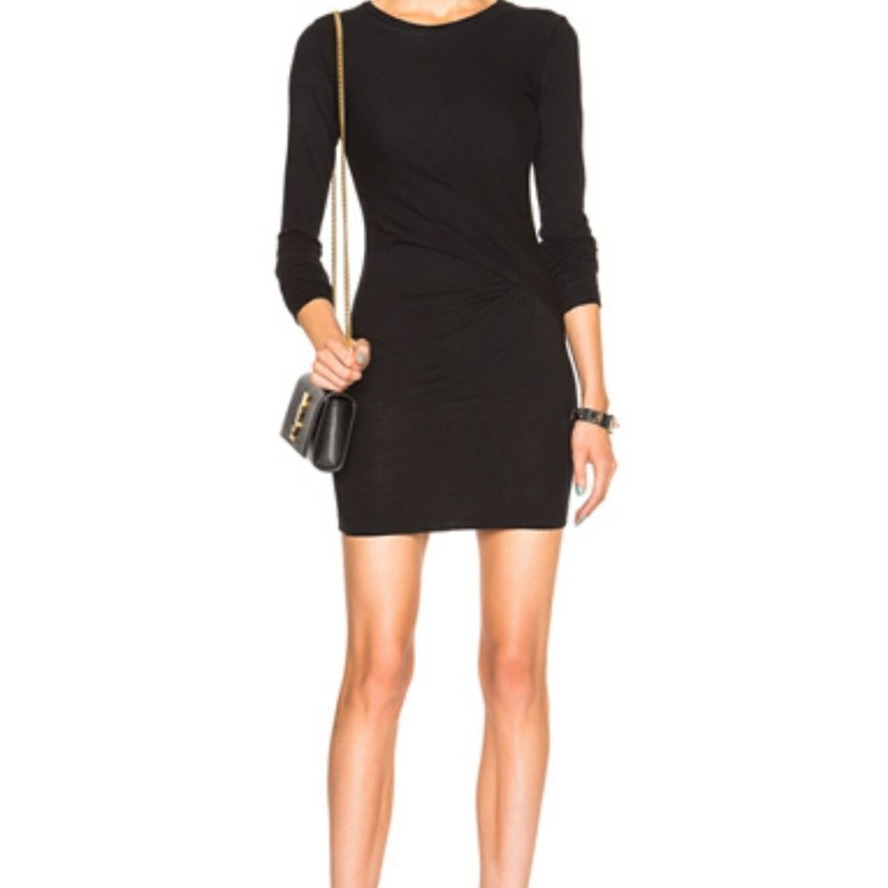 IRO Black Long-Sleeve Mini Dress with Twist Detail